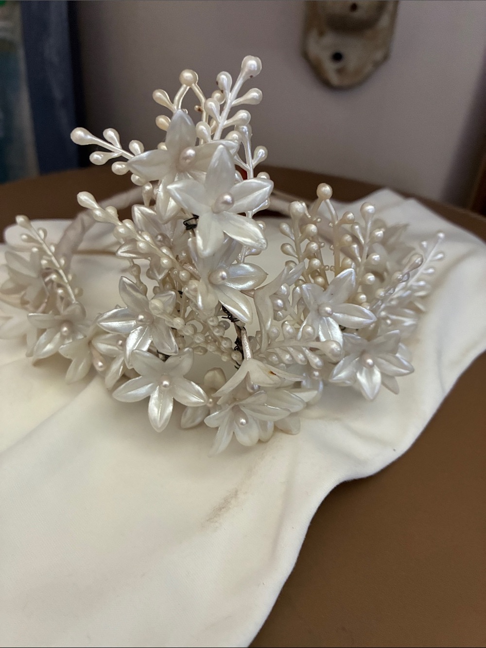 Vintage Bridal Ivory Pearl Floral Hair Vine